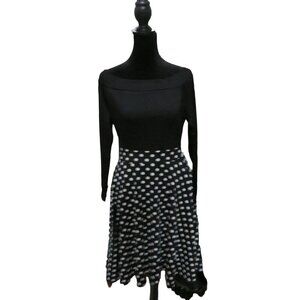 Oxiuly Retro Off Shoulder Polka Dot A-Line Party Cocktail Swing Dress size small